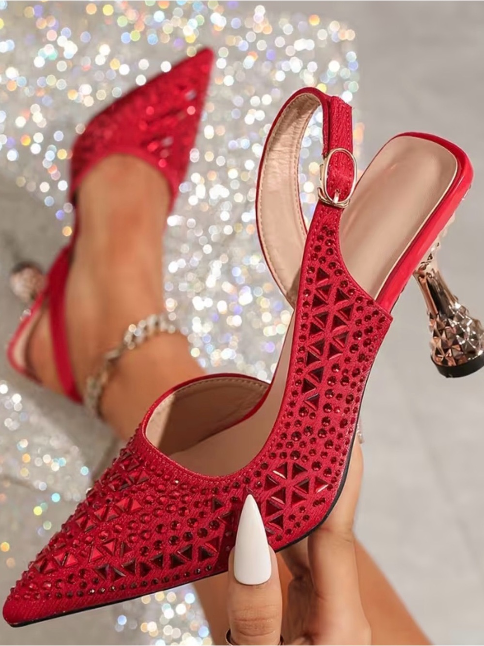 Chic Red Slingback Heels - Picture 2 of 3